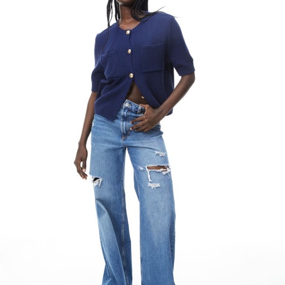 H&M Textured Knit Short Sleeve Cardigan - M - Picture 5 of 10